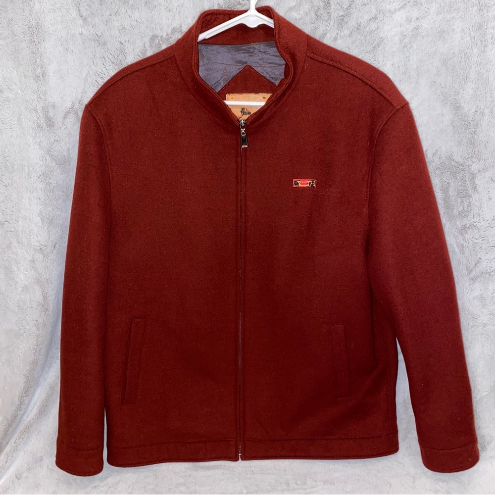 Brick Red Zip Up Wool and Silk Coat